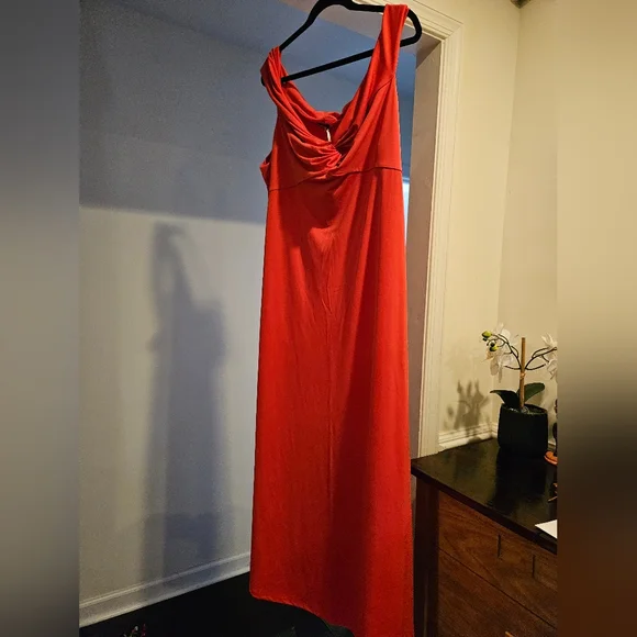 NWT Old Navy Vibrant Coral Off-Shoulder Maxi Dress - Picture 4 of 6